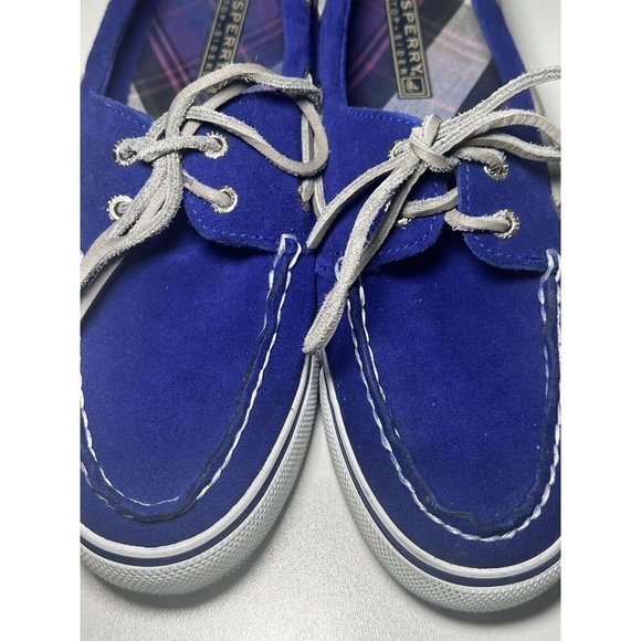 SPERRY TOP WOMENS SHOES SIZE 8 PREPPY VARSITY BLUE CANVAS FLAT TOP SIDER SNEAKER - Picture 3 of 8